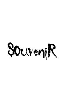 a black and white drawing of the word souvenir