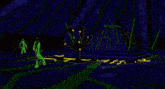 a cartoon drawing of a monster with glowing yellow arms