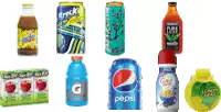 a variety of beverages including pepsi and gatorade are shown