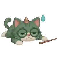 a green cat with glasses and a crown on its head is holding a wand