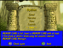 a screenshot of a video game that says options on it