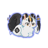 a cartoon drawing of a cat with a purple border around it