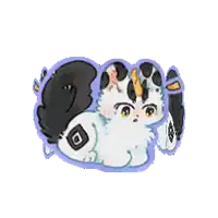 a cartoon drawing of a cat with a purple border around it