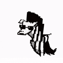 a pixel art of a horse wearing sunglasses and a mohawk