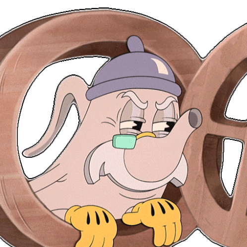 Squinting Elder Kettle Sticker - Squinting Elder Kettle The Cuphead Show Stickers