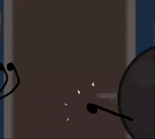 a cartoon drawing of a bomb and scissors in front of a door