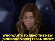 Greys Anatomy Meredith Grey GIF - Greys Anatomy Meredith Grey Who Wants To Read The New Tessa Book GIFs