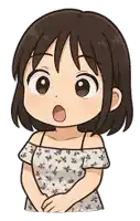 a cartoon drawing of a girl in a floral dress