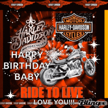 happy birthday harley davidson greeting sparkle motorcycle