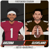 arizona and cleveland are playing a football game on oct 17