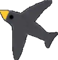 a black bird with a yellow beak is flying on a white background