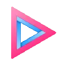a pink and blue triangle with a blue triangle inside of it