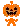 a pixel art of a pumpkin with a scary face on it .