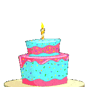 a pixel art birthday cake with a penguin on top and the words happy birthday