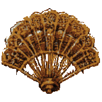 a drawing of a fan with a floral design