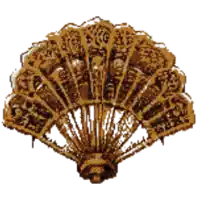 a drawing of a fan with a floral design