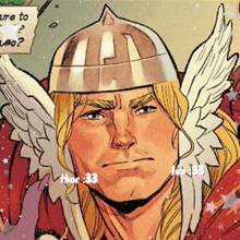 a cartoon of thor wearing a helmet and wings