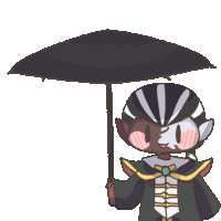 a cartoon character is holding a black umbrella in his hand .