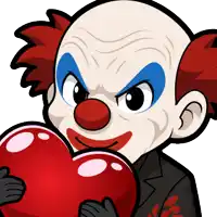 a cartoon of a clown holding a heart
