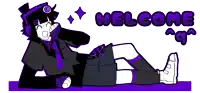 a drawing of a person laying down with the words welcome below