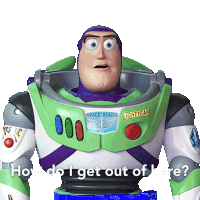 a toy story buzz lightyear is asking how do i get out of here