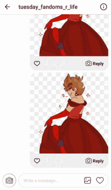 a picture of a person in a red dress is being displayed on a phone screen