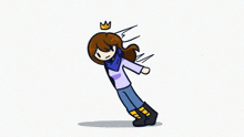 a cartoon of a girl laying on her stomach on the floor .