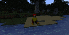 a clown in a yellow shirt is sitting on a beach