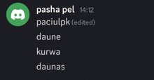 a screenshot of a discord conversation between pasha pel and paciulpk