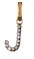 a gold letter j is surrounded by diamonds
