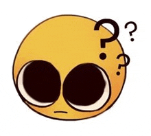 a cartoon smiley face with a question mark above it 's head .