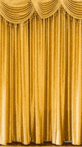 a pair of yellow curtains with pearls on them