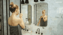 Brushing Looking In The Mirror GIF - Brushing Looking In The Mirror Toothbrush GIFs