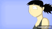 a cartoon of a girl with a surprised look on her face