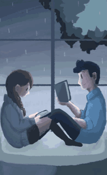 Rain Reading GIF - Rain Reading Friends GIFs