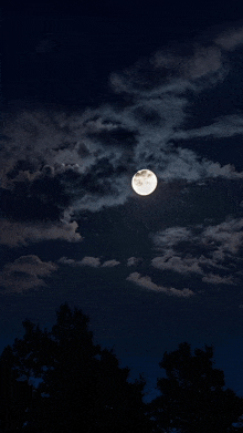 a full moon in a dark cloudy sky