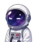 a cartoon illustration of an astronaut wearing a helmet with a galaxy in the background .