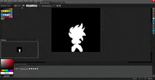 a computer screen shows a sprite of sonic the hedgehog on a black background