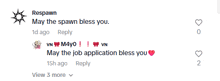 a screenshot of a reply to a post by respawn