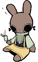 a drawing of a bunny holding a lighter