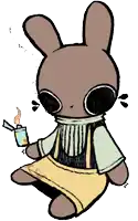 a drawing of a bunny holding a lighter