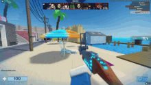a screenshot of a video game shows a player holding a gun