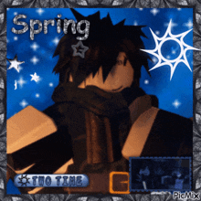 a picture of a person with the words spring two time written on it