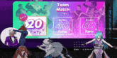 a video game screen shows a team match between 20 and 60