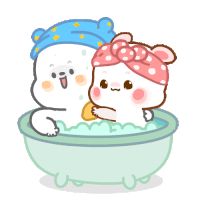 a cartoon of two bears taking a bath together