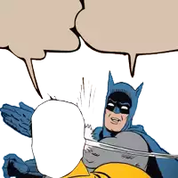 a cartoon of batman and robin with speech bubbles behind them