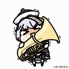 a drawing of a person playing a tuba with the name seseren written below
