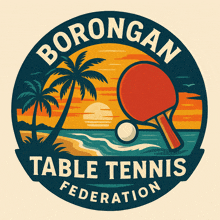 a logo for the borangan table tennis federation with ping pong rackets and a ball