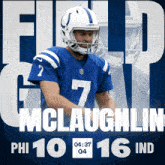 a poster for a football player named mclaughlin with a time of 4:37