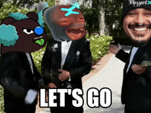 a man in a suit says let 's go while standing next to another man
